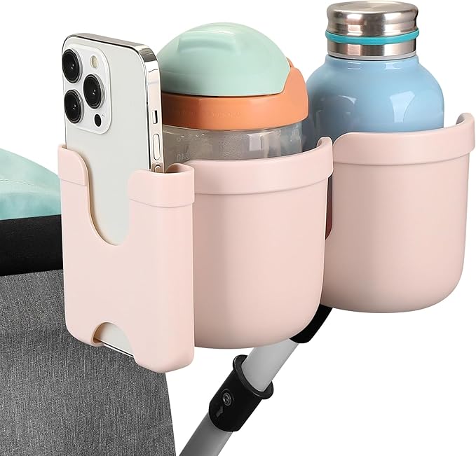 Accmor Stroller Cup Holder with Phone Holder, Bike Cup Holder, Universal Cup Holder for Uppababy Nuna Doona Strollers, 2-in-1 Cup Phone Holder for Stroller Bike Wheelchair Walker Accessory