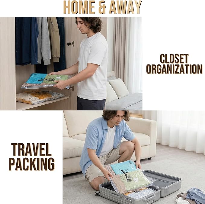 TAILI Vacuum Storage Bags with Rechargeable Cordless Pump, 8 Pack (3M+3L+2XL), Compression Packing Cube for Luggage and Suitcase, Vacuum Seal Bags for Clothing, Cruise Ship and Travel Essentials