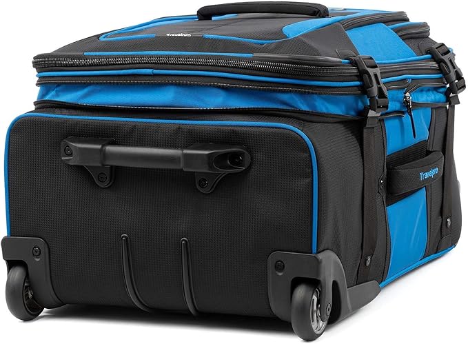 Travelpro Unisex-Adult Bold-Softside Expandable Rollaboard Upright Luggage, Blue/Black, Checked-Medium 25-Inch