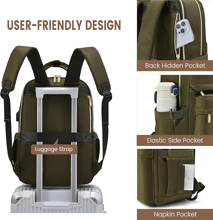 LOVEVOOK Laptop Backpack for Women 15.6 Inch Laptop Bag with USB Port, Fashion Waterproof Backpacks Teacher Nurse Stylish Travel Bags Vintage Daypacks for College Work
