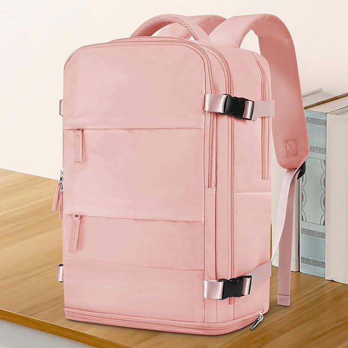 coowoz Large Travel Backpack For Women Men,Carry On Backpack,Hiking Backpack Waterproof Outdoor Sports Rucksack Casual Daypack Travel Essentials Pink