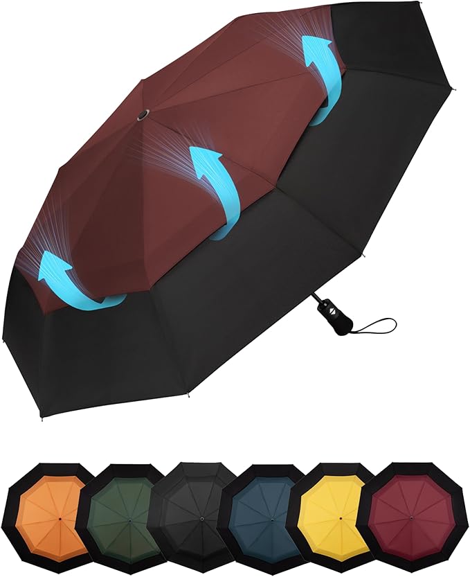 Travel Compact Umbrella Windproof - Portable Automatic for Rain, Folding Umbrella for Men and Women, Portable 210T Fabric
