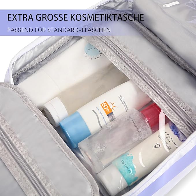 Bosidu Hanging Travel Toiletry Bag,Large Capacity Cosmetic Travel Toiletry Organizer for Women with 4 Compartments & 1 Sturdy Hook,Perfect for Travel/Daily Use/Christmas