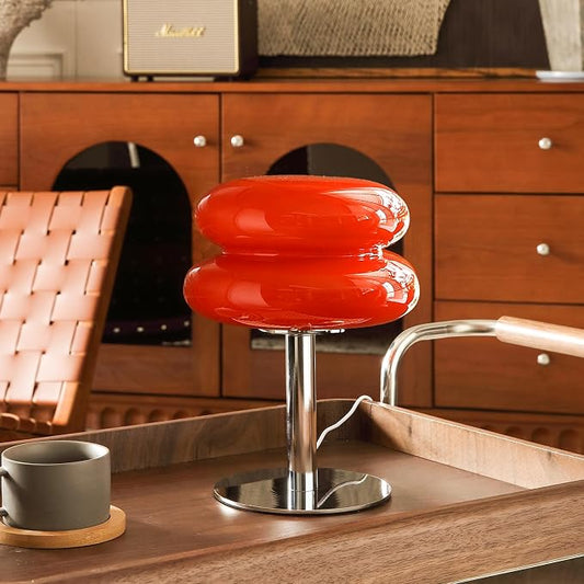 Glivpny Mushroom Table Lamp, Mid Century Modern Decor Lamp(Orange Red) | Cool Desk Lamps for Bedroom,Vintage Dimmable Bedside Small Cute Lamps, House Warming Gifts New Home Decor