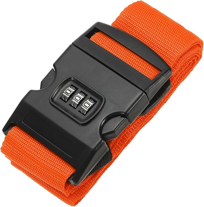 PATIKIL Luggage Straps, Suitcase Straps Adjustable Luggage Belts Strap with Combination Lock for Luggage Suitcases Travel, Orange