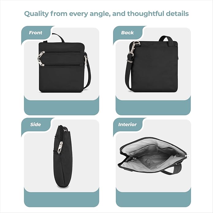 Travelon Anti-theft Classic Slim Double Zip Crossbody
