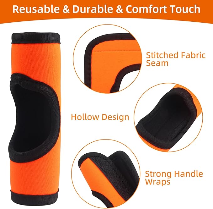 4 PCS Luggage Handle Wrap Set - Neoprene Handbag Grip Cover Protector with Hollow Design, Luggage Identifiers Suitcase Handle Wraps for Travel Bags in Navy Blue, Sky Blue, Orange & Black