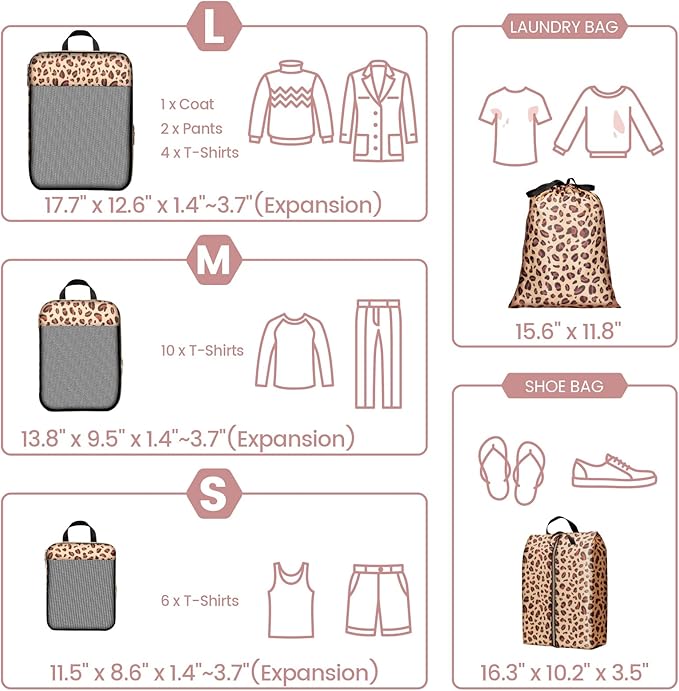 Cambond Compression Packing Cubes for Travel Women - Lightweight Luggage Organizers Bag Packing Cubes for Carry on Suitcases