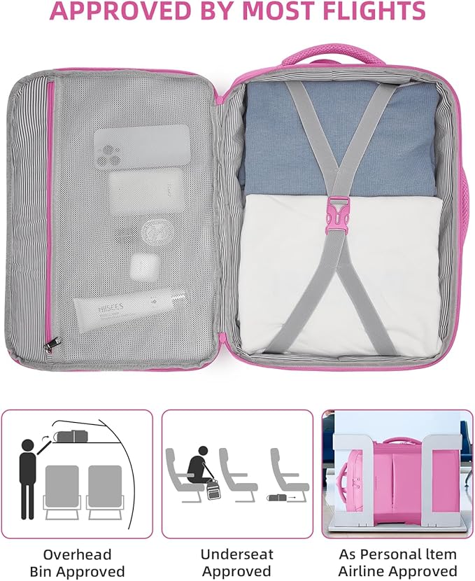 LARVENDER Carry on Luggage 22x14x9 Airline Approved Hardshell Suitcase with Wheels TSA Lock, PC+ABS Lightweight Suitcase Set for Women with Travel Backpack, Glossy Berry