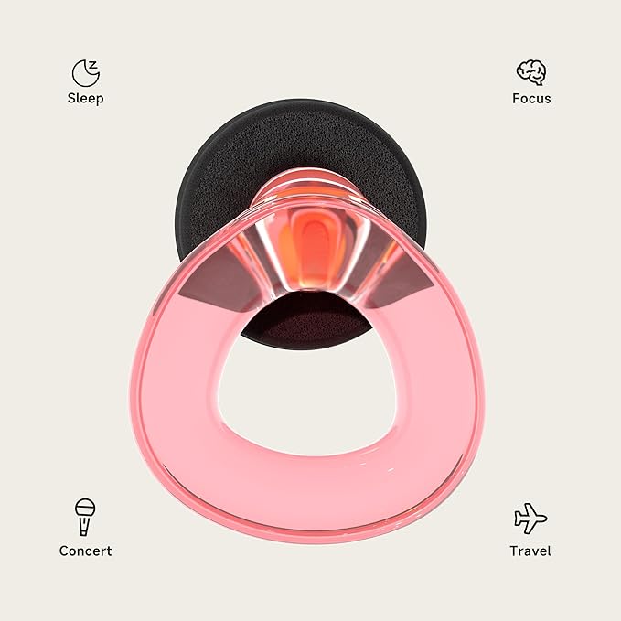 High Fidelity Concert Ear Plugs - 21dB Noise Reduction Music Earplugs for Musicians, Festivals & DJs - Reusable Silicone Hearing Protection with Portable Travel Case, Pink