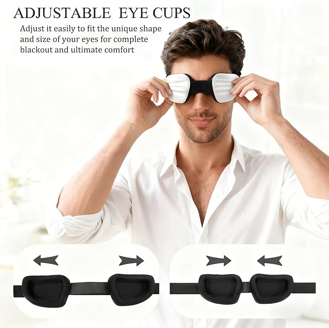100% Blackout Sleep Eye Mask for Women Men, Zero Pressure Sleeping Mask - Sleeping Mask and Eyelash Friendly Night Blindfold, Adjustable Ultra Soft Comfortable for Dry Eye Mask (Gray)