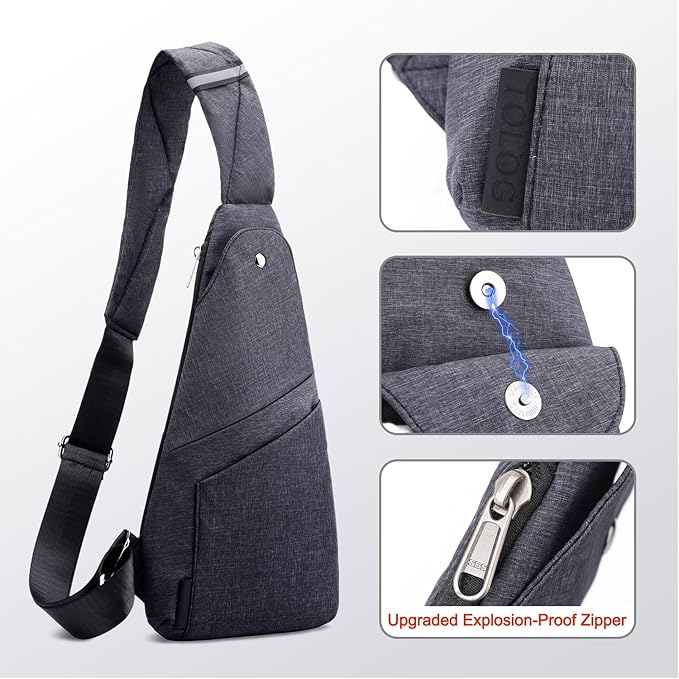 Anti-Theft Sling Bag for Women and Men, Lightweight Crossbody Bag with Hidden Pocket for Travel Hiking Casual Daily