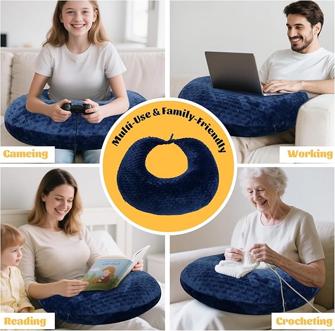 IFOYO Ergonomic Gaming Pillow for Lap, U-Shaped Crochet Pillow for Lap Support, Soft Reading Pillows Provide Arms Legs Neck Support to Long Gaming Sessions, Crocheting, Reading, Working