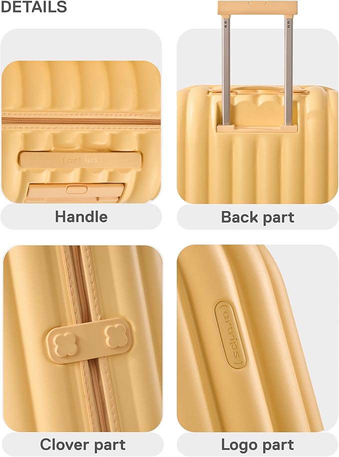 artrips Large Checked Luggage 28 Inch, Hard Shell Suitcase with Spinner Wheels, Large Travel Suitcase for Long Trips and Family Travel, Yellow