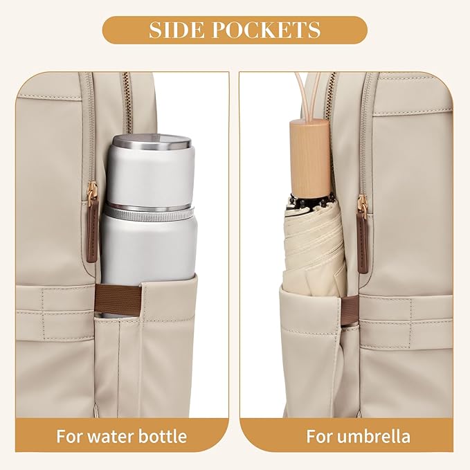 GOLF SUPAGS Women Laptop Backpack Casual Daypack for Work Travel College Backpack Purse Fits 14 Inch Notebook (Apricot)