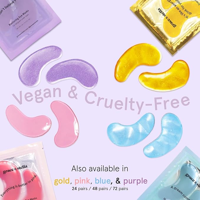 grace & stella Retinol Under Eye Patches for Puffy Eyes and Dark Circles - Restoring Gel Under Eye Masks with Hyaluronic Acid - Vegan Skincare, Self Care Gifts for Women (Purple, 48 Pairs)