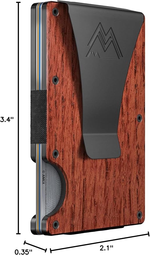 Mountain Voyage Co Minimalist Wallet for Men & Women - Slim RFID Wallet, Scratch Resistant, Credit Card Holder & Money Clip, Easily Removable Money & Cards, (Red Wood Carbon)