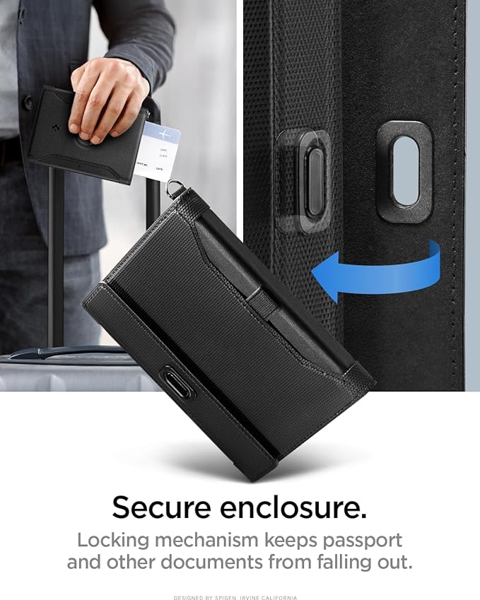 Spigen Life for Passport Card Cover Holder with RFID Blocking Technology Wallet Travel Documents Organizer Protector Accessories, SIM Card Pin Included