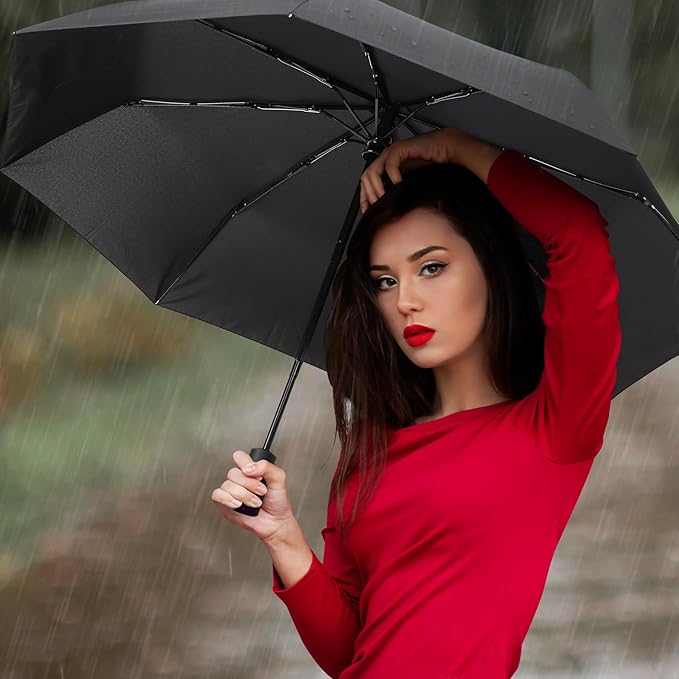 NPCQUN Travel Essentials Umbrella Windproof Compact Collapsible Light, Automatic, Strong and Portable, Wind Resistant Folding Small Umbrella for Rain