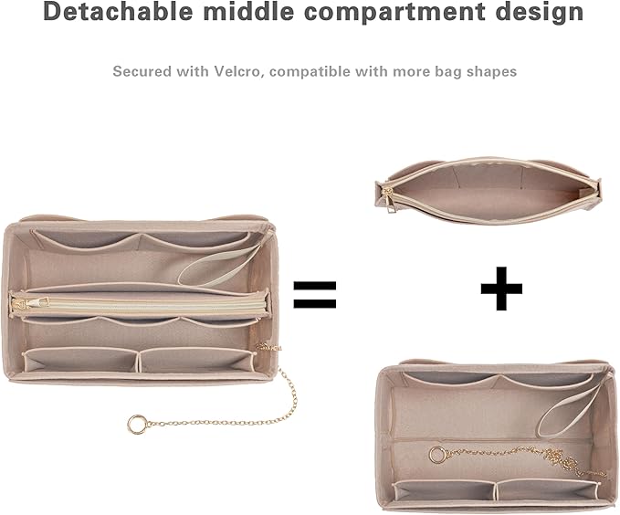 Purse Organizer Insert, Handbag Organizer with Zipper, Tote Shaper with Cup Holder & Keychain, Compatible with LV, Neverfull, MK, COACH, Longchamp, Kate Spade – Red-XL