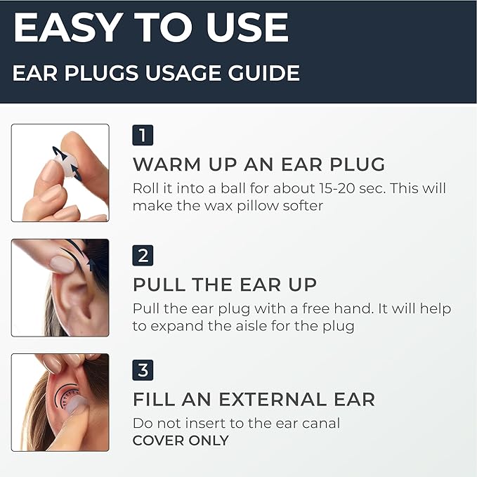 Peace&Quiet | PQ 100 Wax Ear Plugs for Sleeping - Silicone Wax Earplugs for Sleeping and Swimming, Gel Ear Plugs for Noise Cancelling, Sleeping Earplugs, Sound Blocking 32 Db (100 Pillows), White