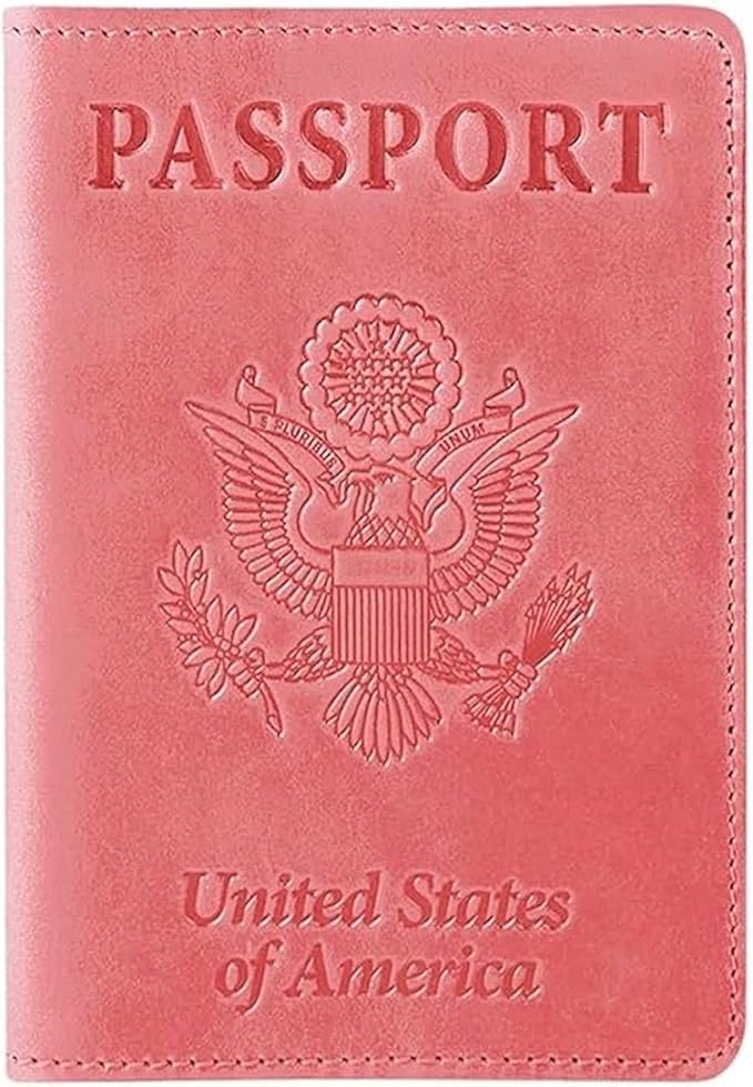 Ciana Passport Holder for Travel – PU Leather Passport Cover and Card Holder for Men & Women – Slim Passport Holder with Card Protector Slot, Travel Must Haves (Pink)