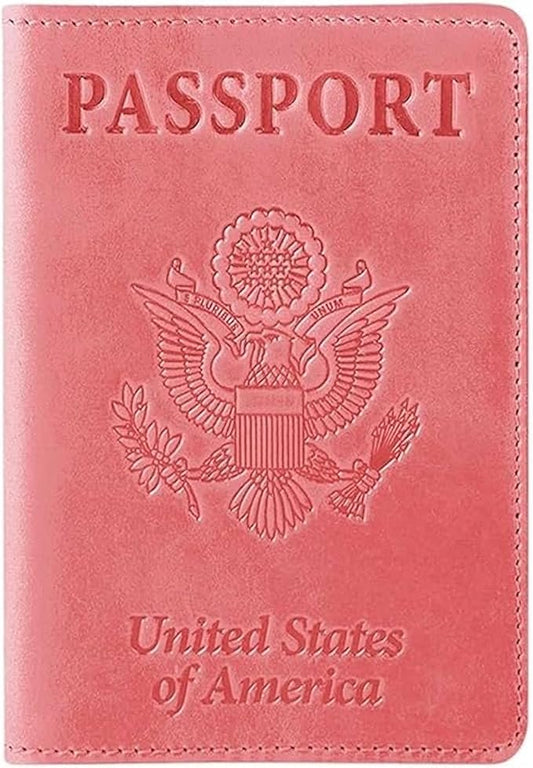 Ciana Passport Holder for Travel – PU Leather Passport Cover and Card Holder for Men & Women – Slim Passport Holder with Card Protector Slot, Travel Must Haves (Pink)