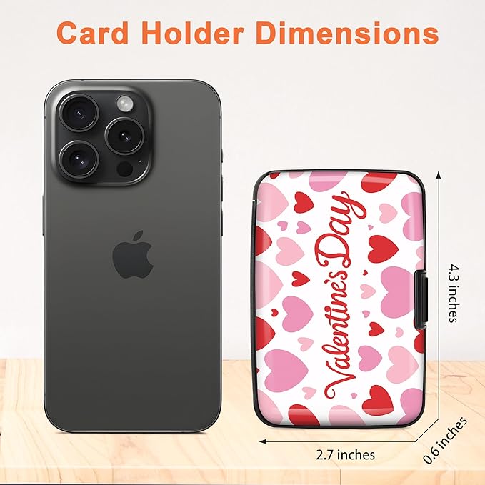 Mayski Credit Card Holder, RFID Blocking, Aluminum Alloy Hard Case, Small Mini Business Metal Wallet for Women Men, Heartfelt Valentine's