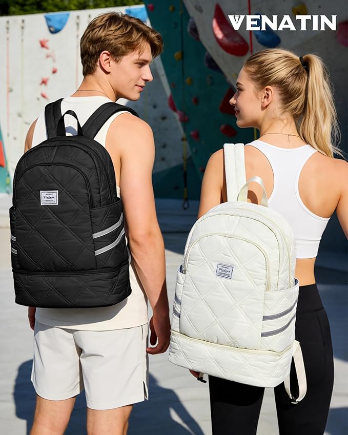 Gym Backpack for Women Men, Lightweight Gym Bag with Shoe Compartment, Water Resistant Sports Backpack with Wet Pocket, Large Capacity Cheer Backpacks for Girls, Black