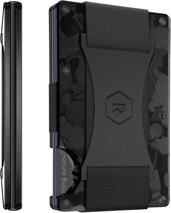 Ridge Wallet for Men - Slim Minimalist Compact Wallet and Card Holder, RFID Protected Front Pocket Wallets for Men with Integrated Cash Strap