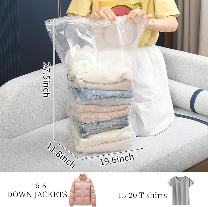 3 PACK Cube Vacuum Storage Bags,Large Cube (19.6 * 27.5 * 11.8 Inch), Extra Large Vacuum Seal Bags for Clothing, Comforters, Blankets, Bedding, Closet Organization Space Saving