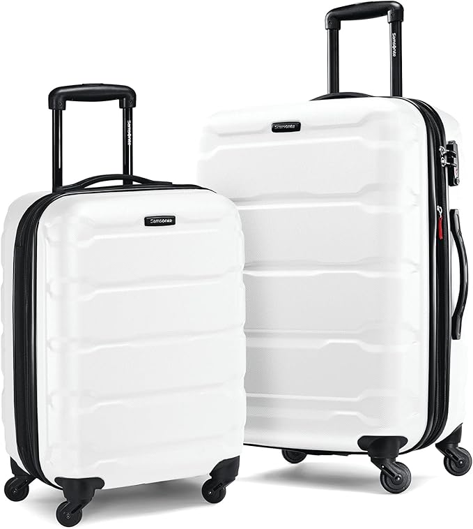 Samsonite Omni PC Hardside Expandable Luggage with Spinner Wheels, White, 2-Piece Set (20/24)