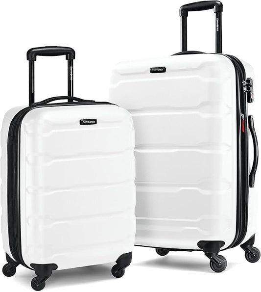 Samsonite Omni PC Hardside Expandable Luggage with Spinner Wheels, White, 2-Piece Set (20/24)