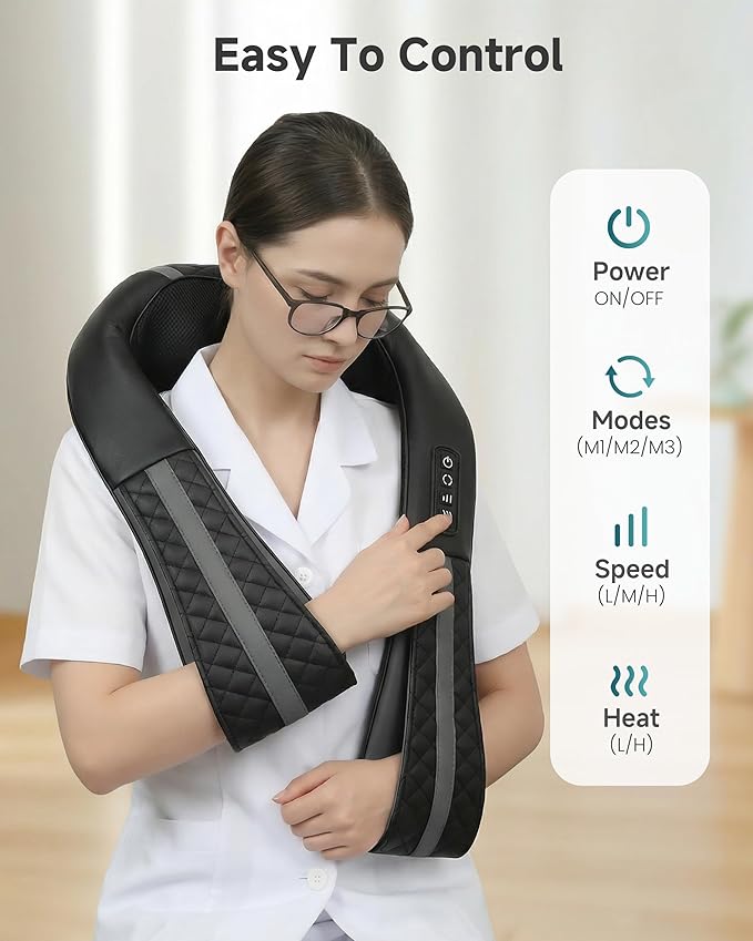 Snailax Cordless Neck Massager with Heat, Shiatsu Neck Back Massager for Pain Relief Deep Tissue, 4D Kneading Shoulder Massager Pillow for Shoulder, Leg Rechargeable Massage Gifts for Mom, Dad
