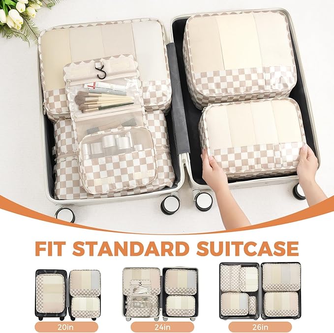 BAGAIL 9 Set Packing Cubes with Packing List Luggage Packing Organizers for Travel Accessories
