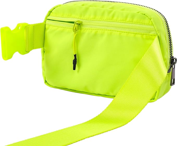 ODODOS Unisex Mini Belt Bag with Adjustable Strap Small Fanny Pack for Workout Running Traveling Hiking, Neon
