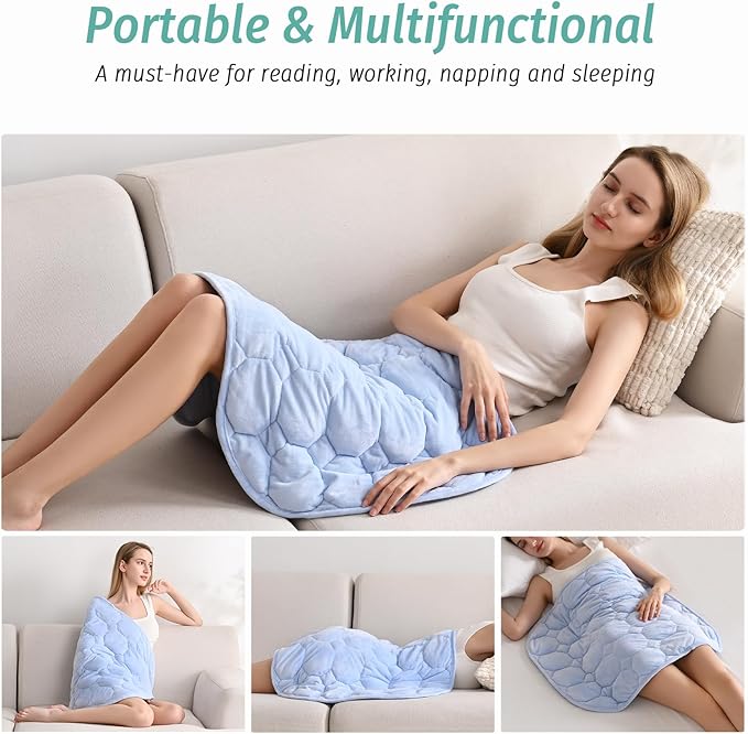 Wemore Weighted Lap Blanket 7lbs for Adults, Small Weighted Blanket for Travel, Calming, Relaxing, Napping and Sleeping, All-Season Weighted Lap Pad, Machine Washable, Sky Blue 24x29 inches
