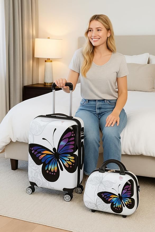 World Traveler Butterfly Luggage, 4-Piece Set