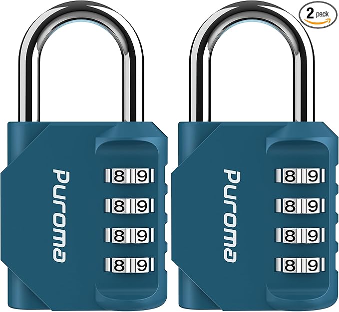 Puroma 2 Pack Combination Lock for Locker 4 Digit Outdoor Waterproof Padlock for School, Gym, Sports, Fence, Toolbox, Gate, Case, Outdoor, Hasp Storage, Cabinets (Dark Green)