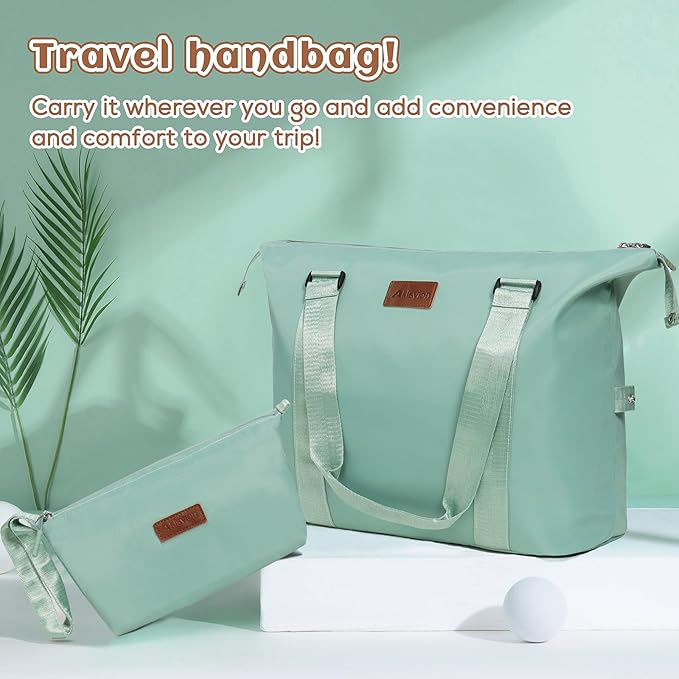 Luggage Set 3 Piece Luggage Set ABS hardshell Spinner Wheels Luggage Carry on Suitcase with Weekender bag & Toiletry bag（Mint Green