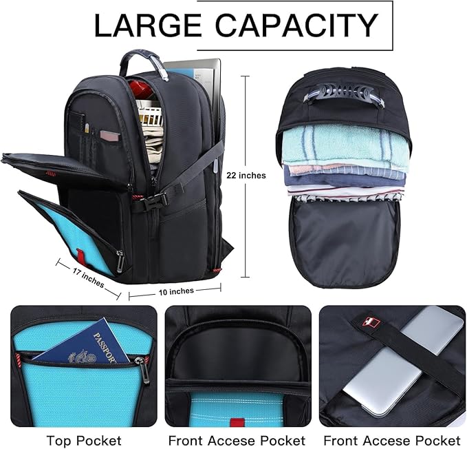 Large Travel Laptop Backpack, 18.4 Inch Laptop Backpacks for Men Women, 55L Anti Theft Water Resistant College Bussiness TSA Airline Approved Work Computer Backpack, Lake Blue