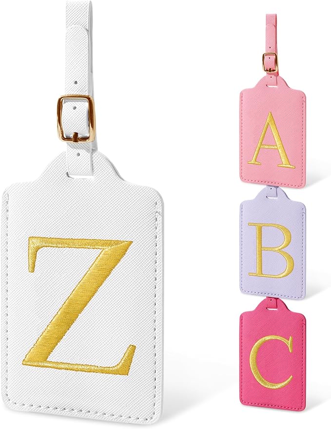 Personalized Initial Letter Luggage Tags for Suitcases,Suitcase Identifier Baggage Tag,Cute Travel Luggage Tags,Best Gift Wedding Birthday for Couples Honeymoon Friend Family Vacation(White Z)