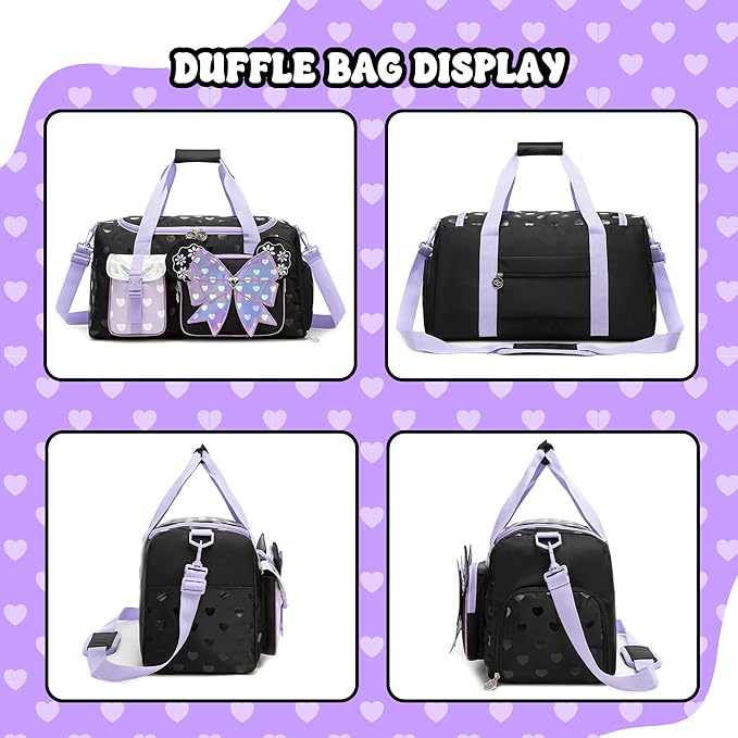 Kids Duffle Bag Girls Dance Bag for Kids with Shoe Compartment Lightweight Carry On Weekender for School,Sleepover,Gym & Family Trips