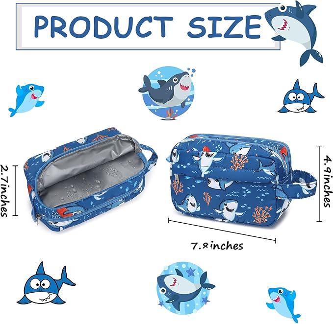 CAMTOP Travel Toiletry Bag for Kids Cute Swim Bag for Boys Girls Waterproof for Toiletries Accessories Bathroom Stuff