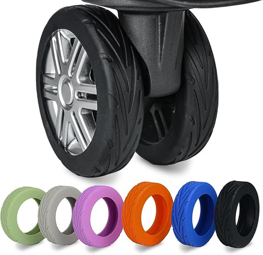 Upgrade Luggage Wheel Covers, 8pcs Suitcases Wheel Protector,Wear-Resistant, Anti-Noise, Silicone Protectors For 2-2.4"Luggage Spinner,Accessories for Travel（Black）
