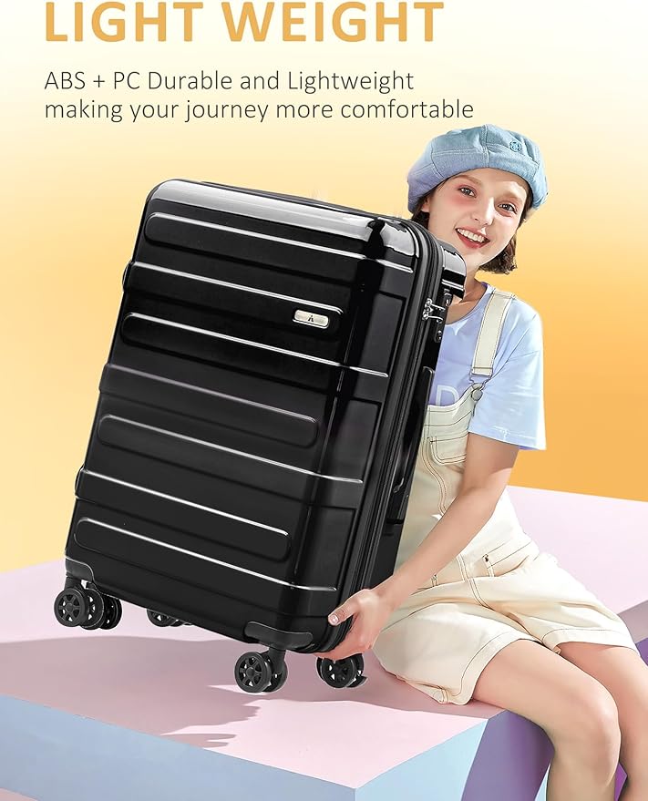 Tolino Luggage 2 Piece（20in/24inch Expandable Luggage Hardshell PC+ABS Leopard Suitcase with Spinner Wheels TSA Lock, Lightweight Rolling Suitcase for Women