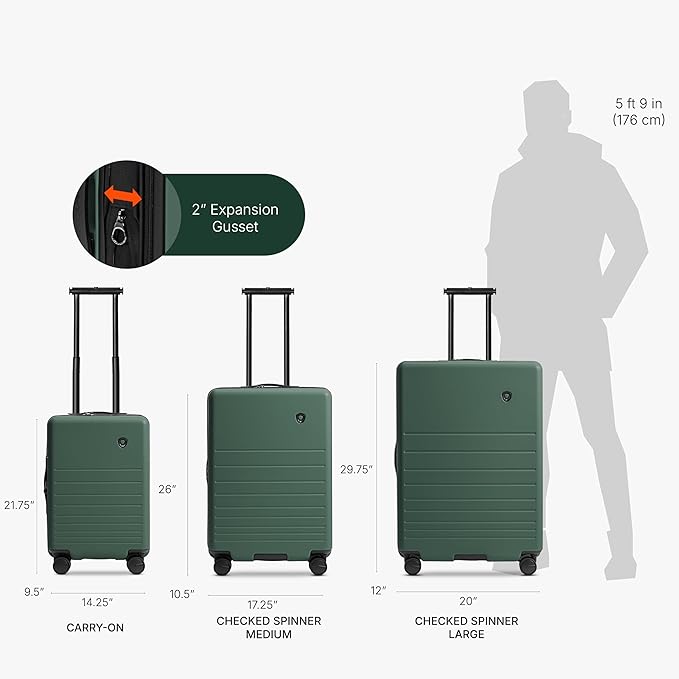 Traveler's Choice Markham Hardside Expandable Luggage with Hinomoto Spinner Wheels, 30-Inch Large, Green