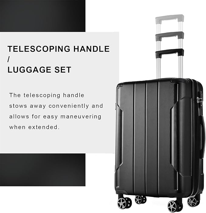 Merax Luggage Set 3 Piece Hardshell Suitcases with Spinner Wheels, TSA Lock, Lightweight Travel Luggage 20" Carry On 24" 28" Checked for Family Trips