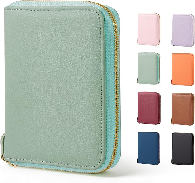 CoBak Passport Holder Cover with Safe Zipper Closure, Premium Passport Wallet for Travel, RFID Blocking Card Case, Waterproof Travel Accessories for Women, Agave Green