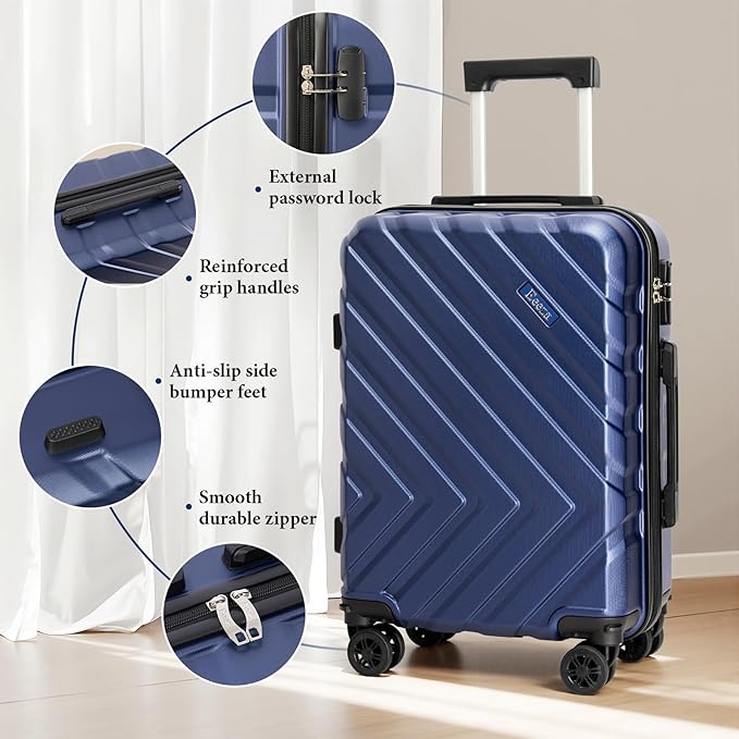 Luggage Sets 5 Piece,Suitcases with Wheels, Hard Case Luggage with Detachable Spinner Wheels,Carry On Luggage Set (5 Piece Sets (20"/24"/28"/DB/TB))